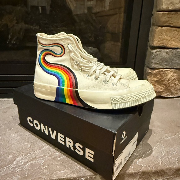 Converse Shoes - Converse High-Top Sneakers - Cream with Pride Design